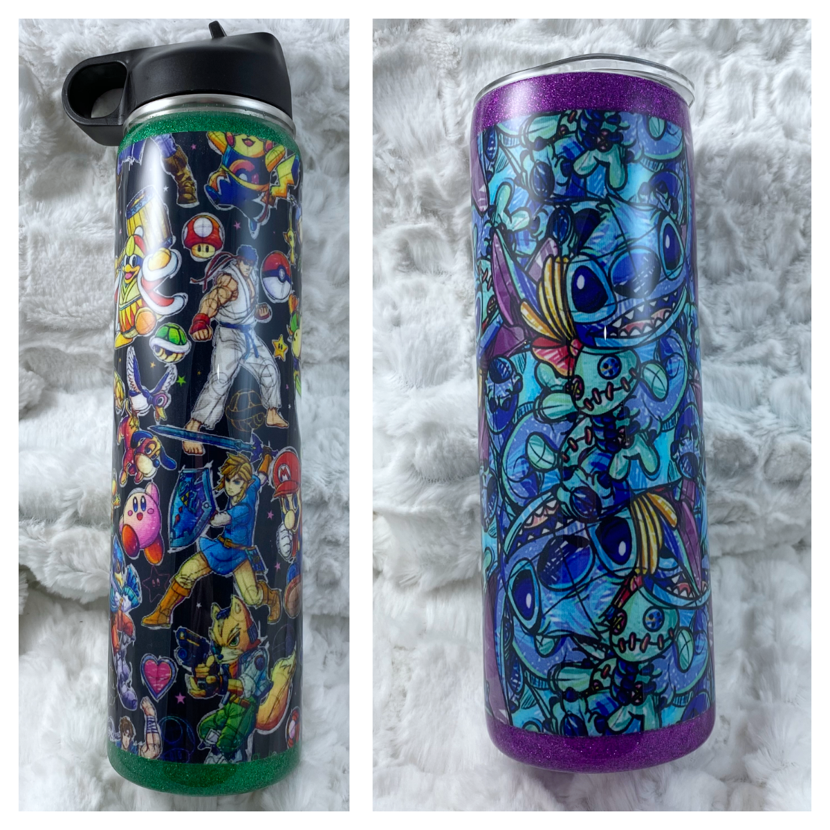 Tasses et bouteilles avec motif